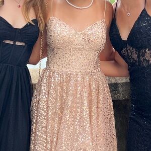 Elegant Sequin Gold Dress